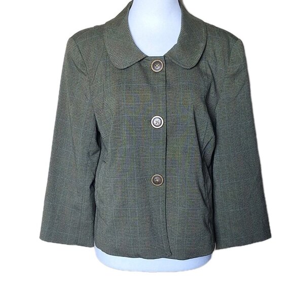 BOB mackie Studio GREEN CROPPED JACKET SIZE 10 HAS POCKETS - Picture 1 of 5